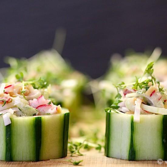 Rezeptbild: Gefüllte Gurken-Töpfchen