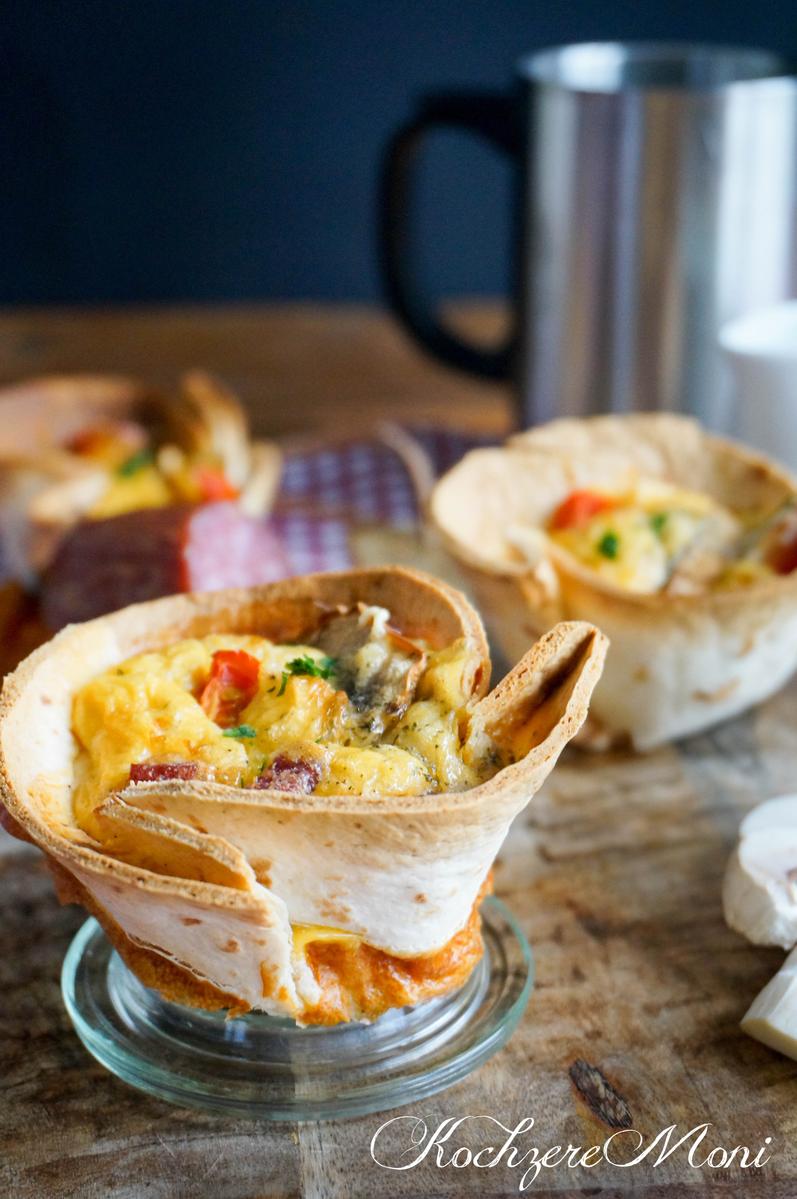 Rezeptbild: Rührei im Tortilla Nestchen