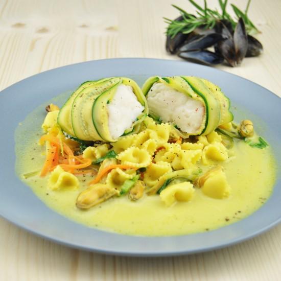 Rezeptbild: Seeteufel im Zucchinimantel