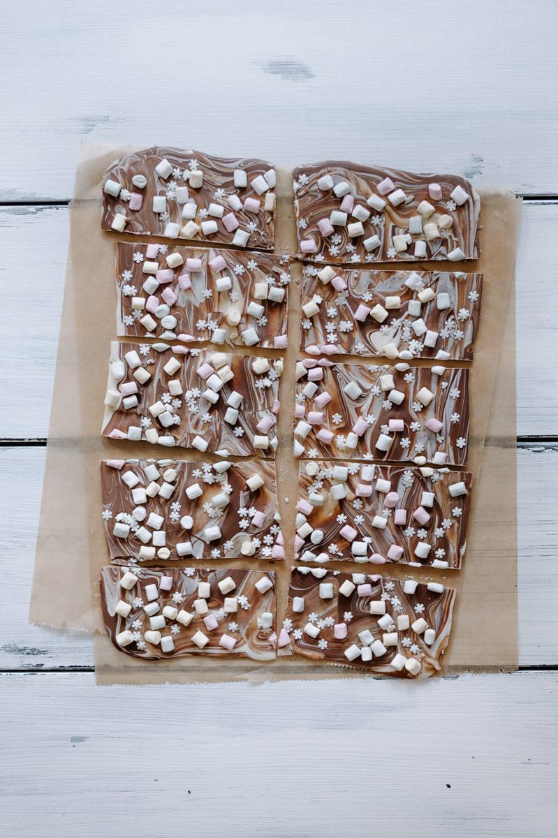 Rezeptbild: Selbstgemachte (Bruch-) Schokolade im Einhorn Look