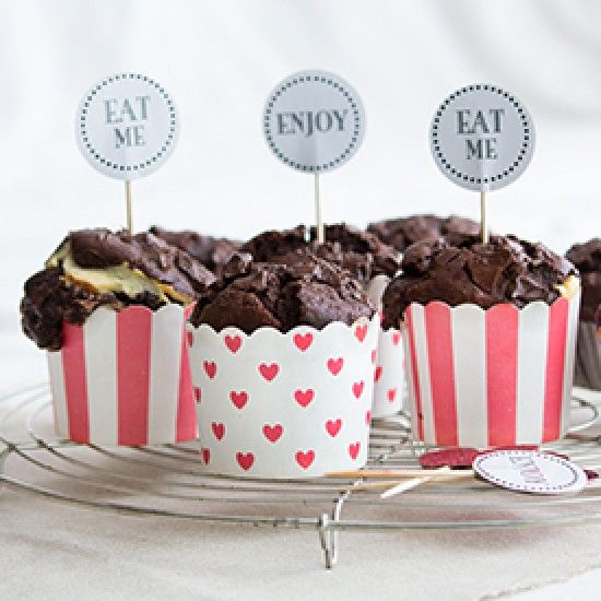 Rezeptbild: Schokomuffins mit Käsekuchenkern