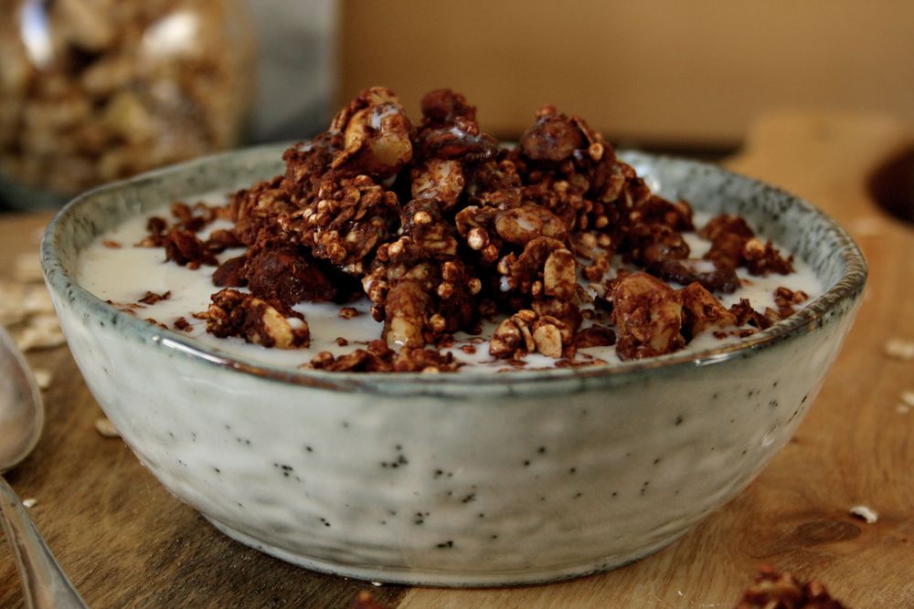 Rezeptbild: Selbstgemachtes Müsli mit Schokolade & Nüssen
