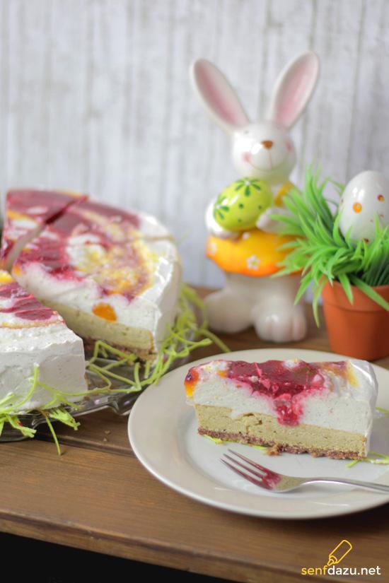 Rezeptbild: Joghurt Wirbel Torte Himbeere / Mandarine