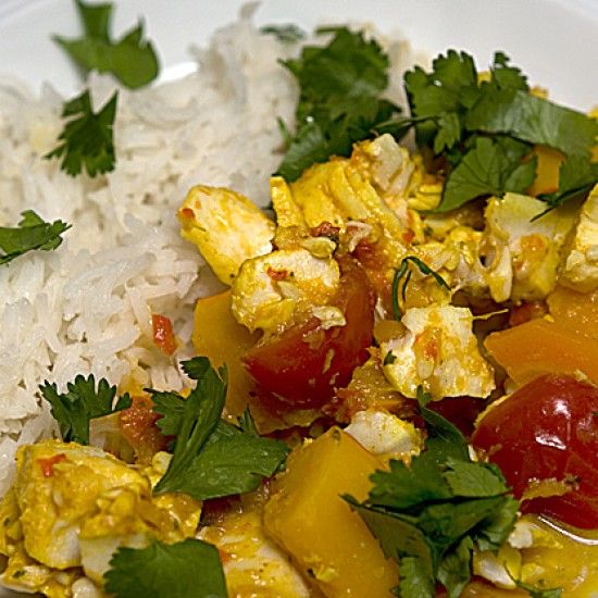 Rezeptbild: Indisches Fischcurry mit Kürbis