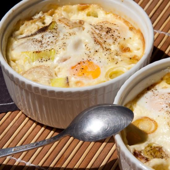 Rezeptbild: Gebackene Eier mit Lauch