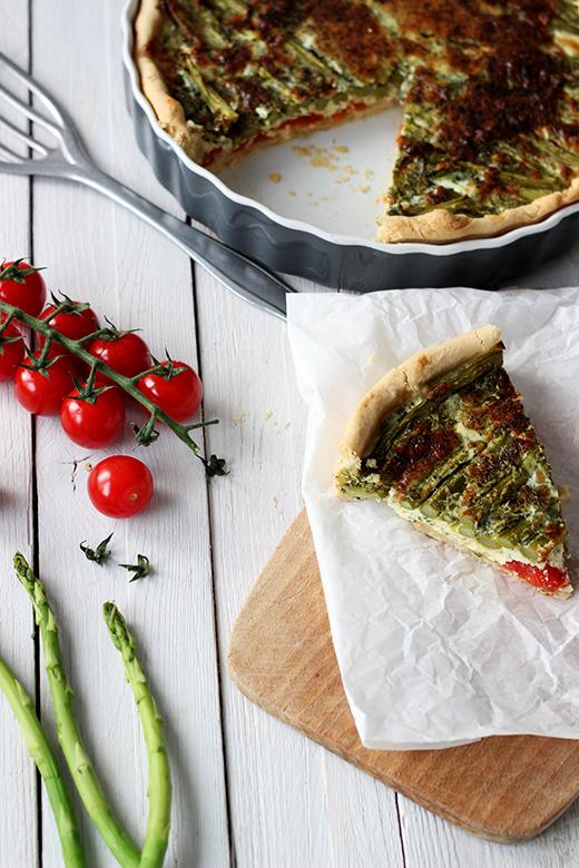 Rezeptbild: Quiche mit grünem Spargel und Tomaten