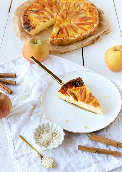 Rezeptbild: Milchreis-Käsekuchen mit Zimt und Äpfeln