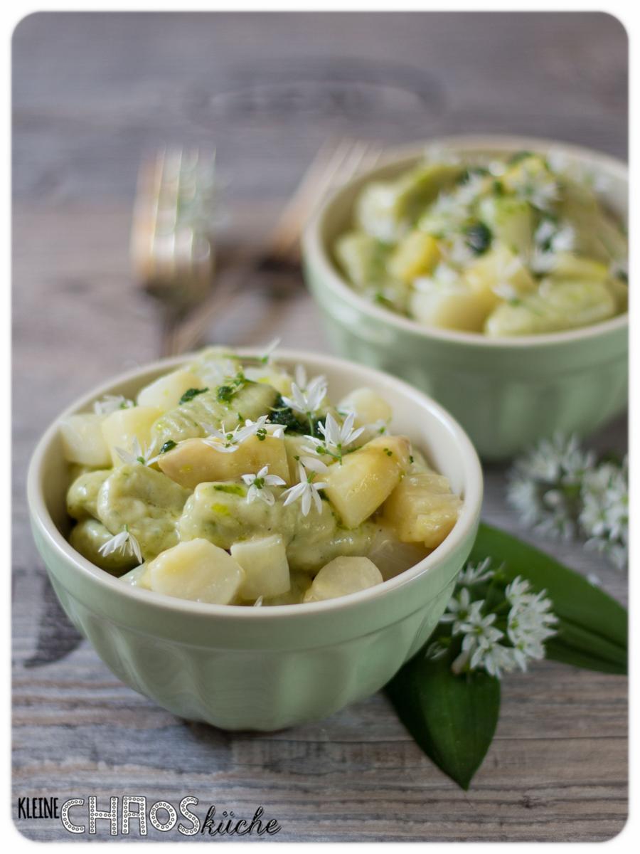 Rezeptbild: Bärlauch Gnocchi mit weißem Spargel