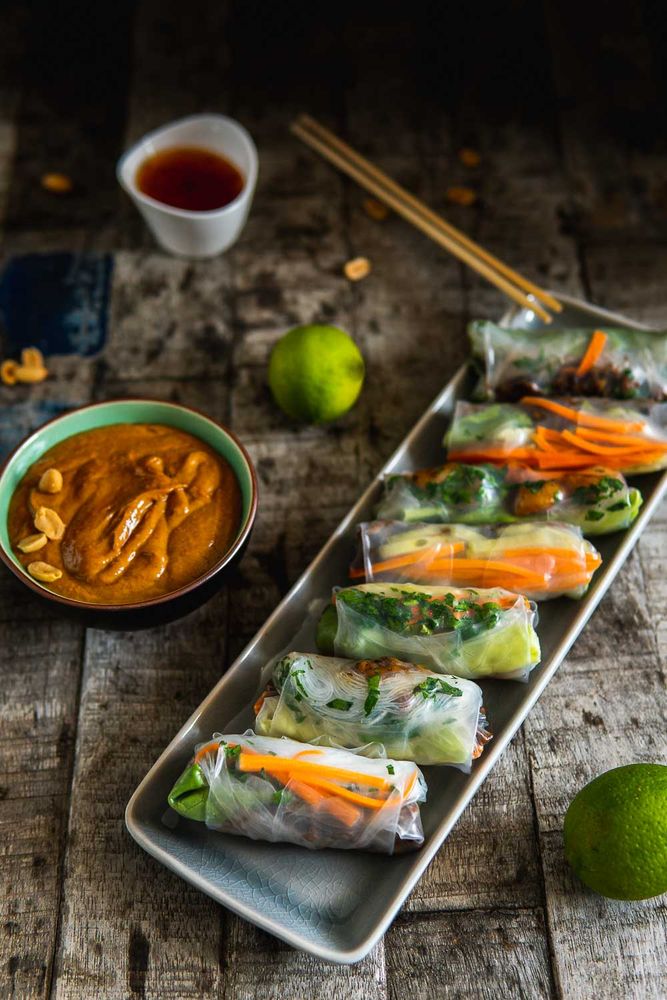 Rezeptbild: Sommerrollen mit Erdnuss-Soße