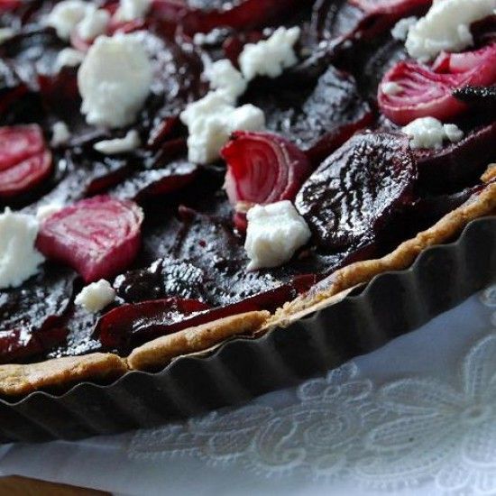 Rezeptbild: Rote Bete Tarte mit Ziegenfrischkäse