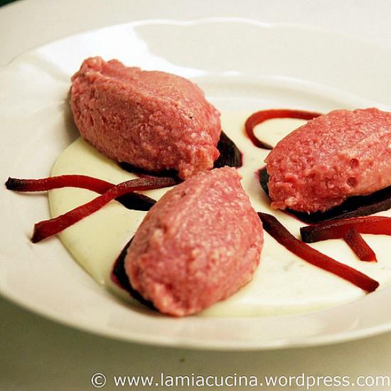 Rezeptbild: Rote Bete Ricottine mit Gorgonzolasauce