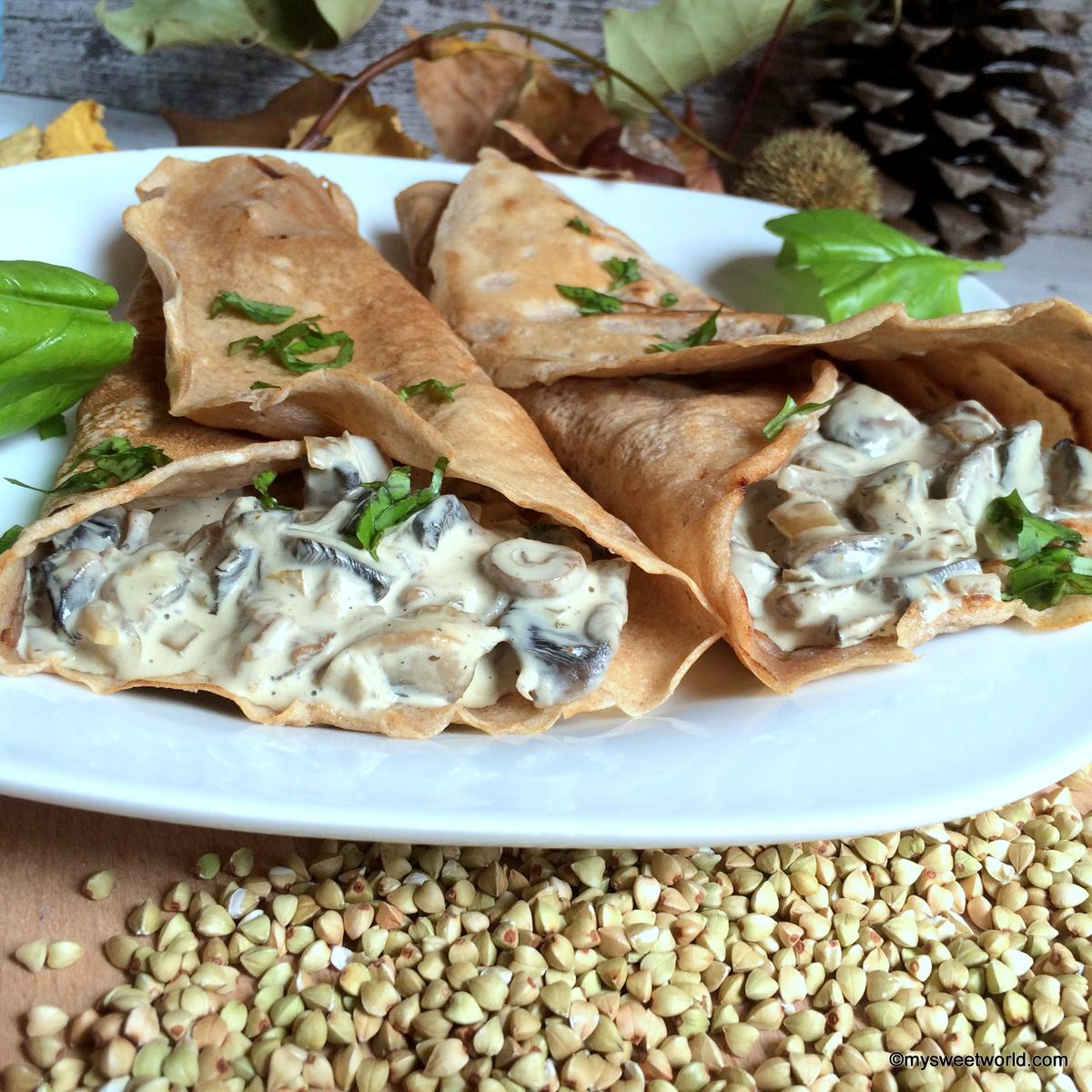 Rezeptbild: Buchweizenpfannkuchen mit Champignons