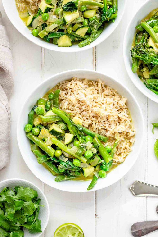 Rezeptbild: Grünes Thai Curry mit Frühlings-Gemüse