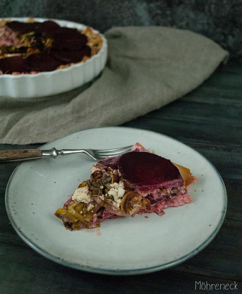 Rezeptbild: Rote-Bete-Lauch-Quiche