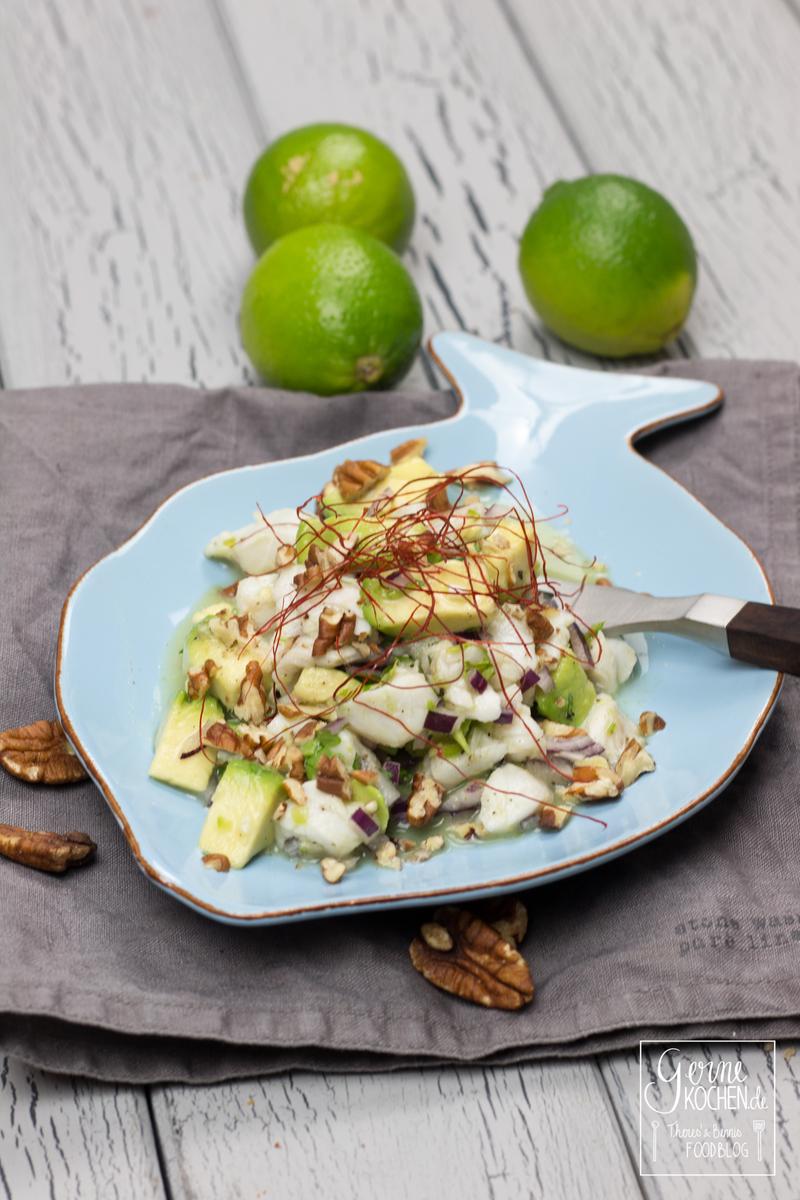Rezeptbild: Ceviche mit Avocado mit Pecannüssen