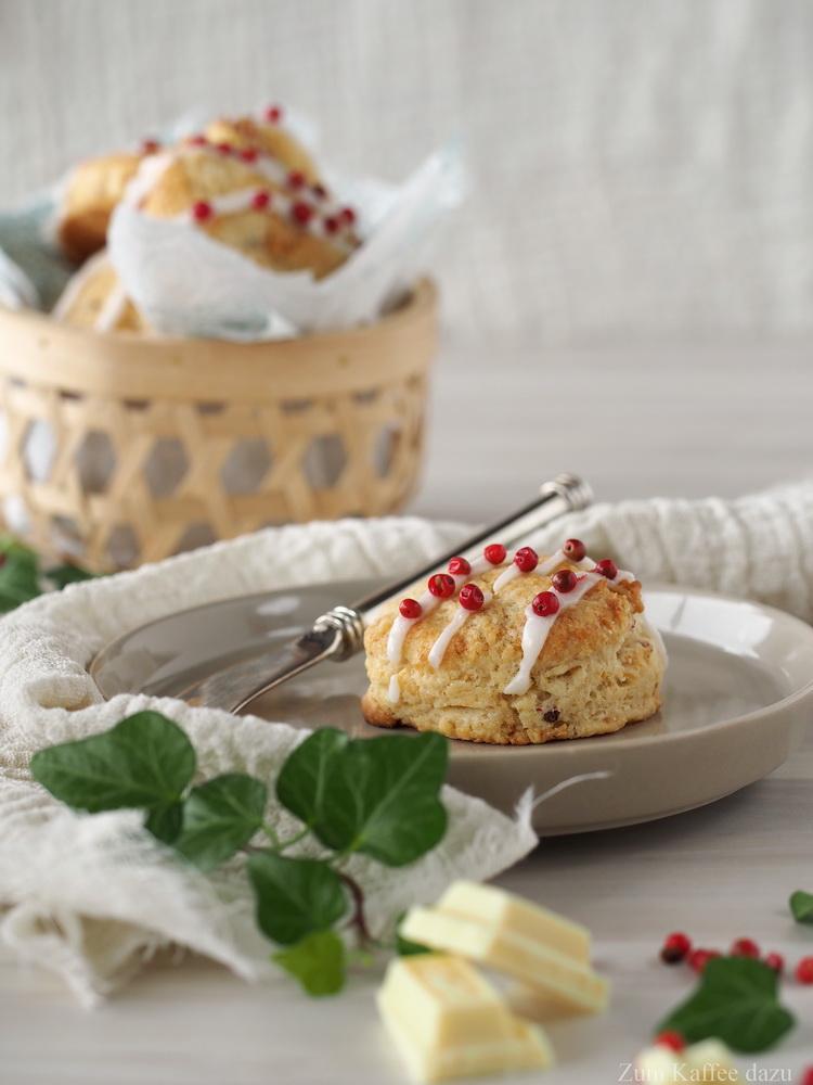 Rezeptbild: Scones mit weißer Schokolade und rosa Pfeffer