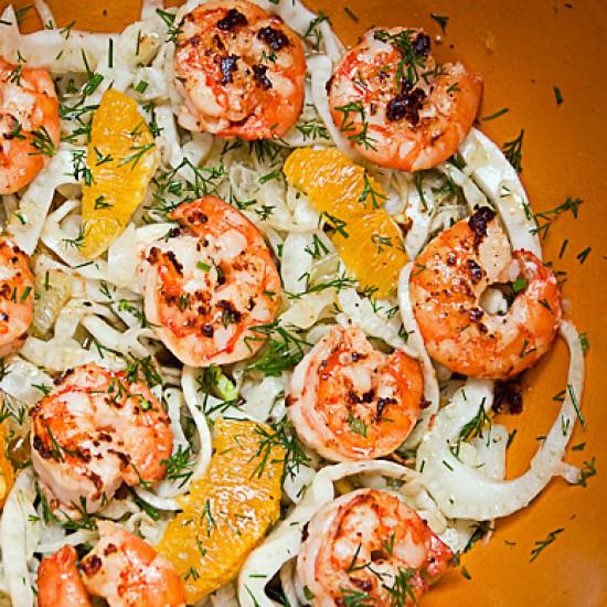Rezeptbild: Fenchelsalat mit Garnelen und Orange