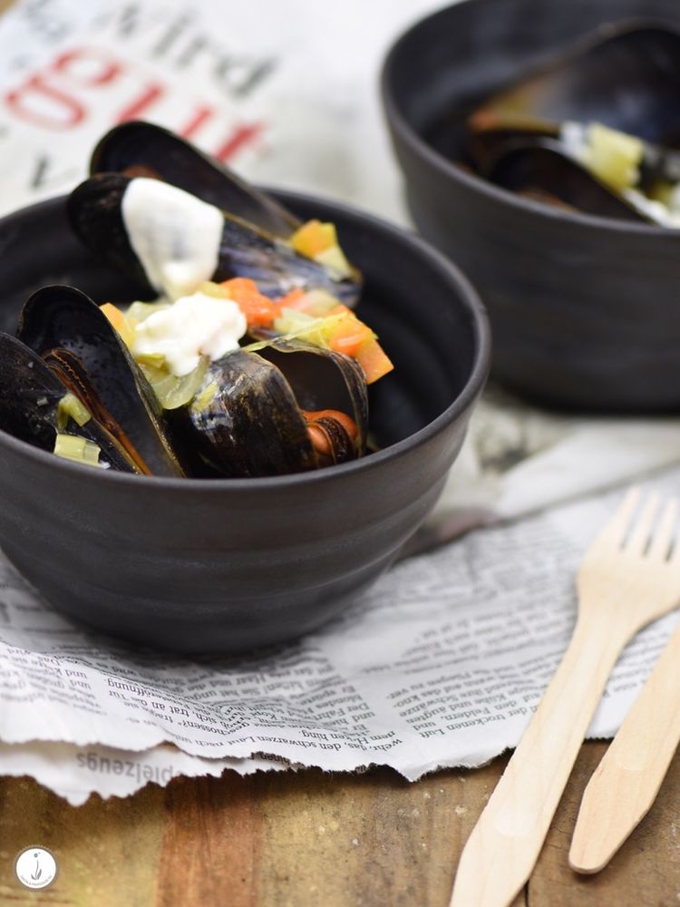 Rezeptbild: Moules Frites - Miesmuscheln mit Pommes & Knoblauch-Majonaise