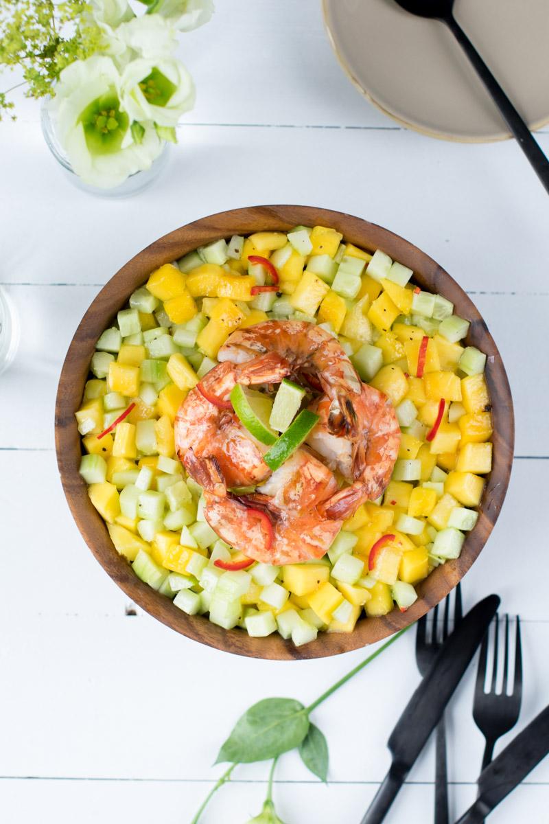 Rezeptbild: Mango-Gurken-Salat mit Garnelen 