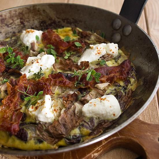 Rezeptbild: Omelette mit Radicchio, Ricotta und Bacon