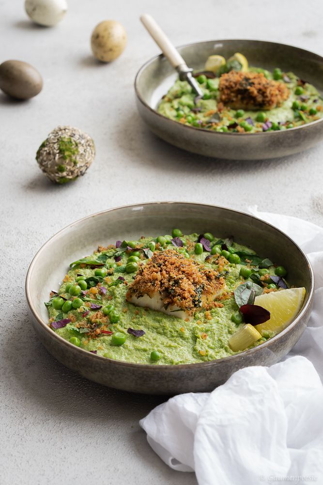 Rezeptbild: Knusperfisch mit Erbsenpüree