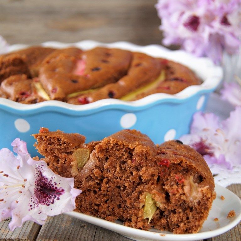 Rezeptbild: Beeren Schokolade Rhabarberkuchen 