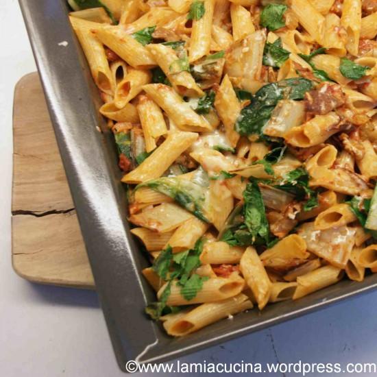 Rezeptbild: Mangold-Steinpilz-Nudel-Gratin
