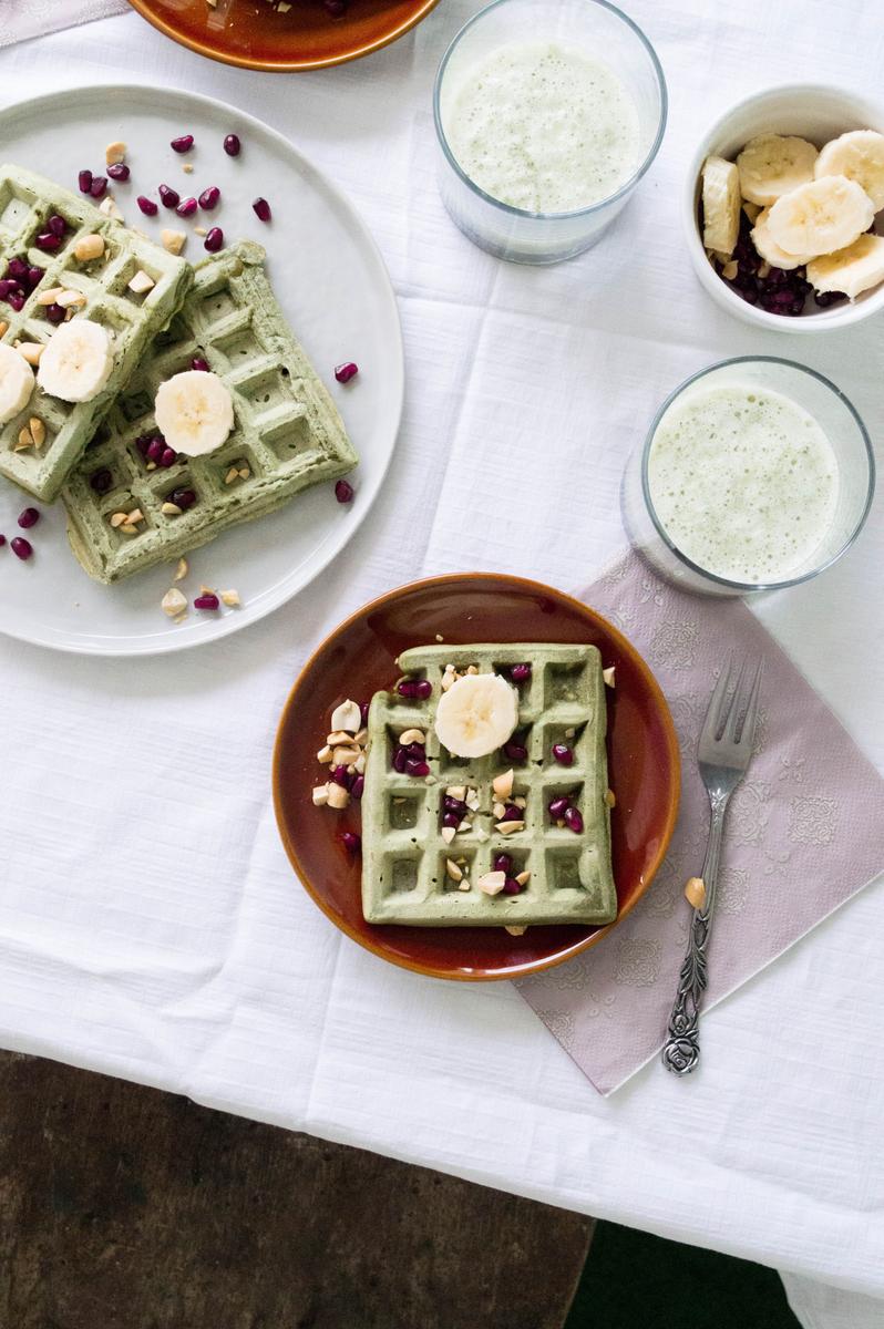 Rezeptbild: vegane Matcha Waffeln