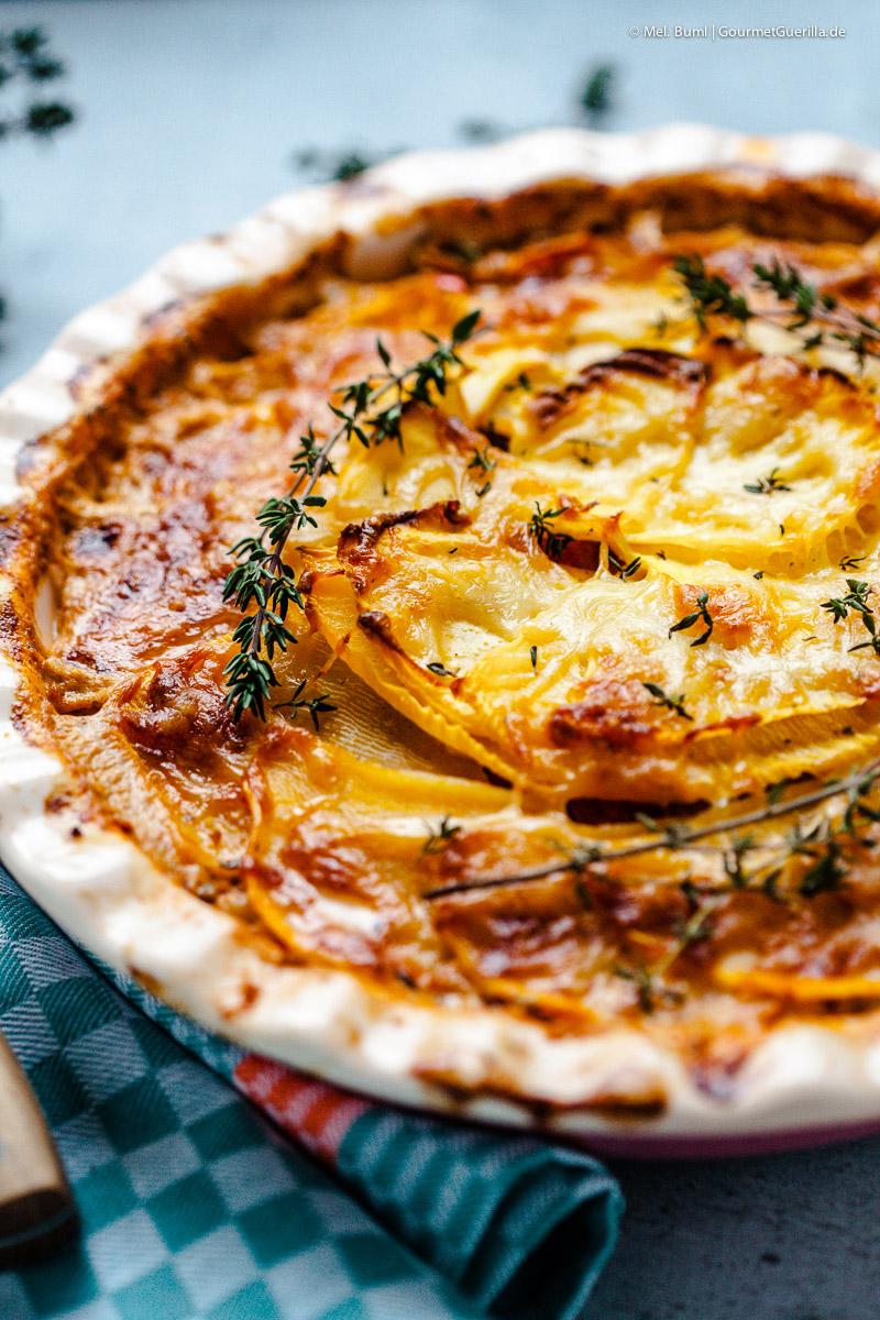 Rezeptbild: FAMILIENGEPRÜFTES LOW CARB STECKRÜBEN- GRATIN MIT THYMIAN-HACK UND PAPRIKA