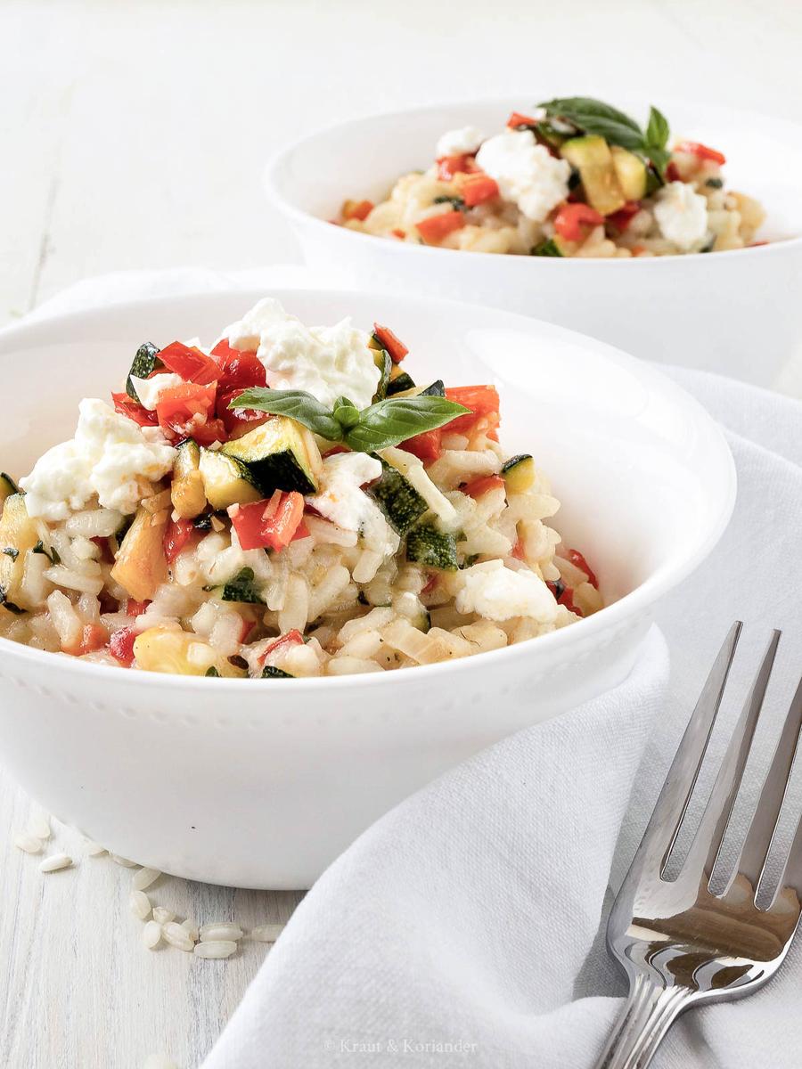 Rezeptbild: Zucchini-Paprika-Risotto mit Schafkäse