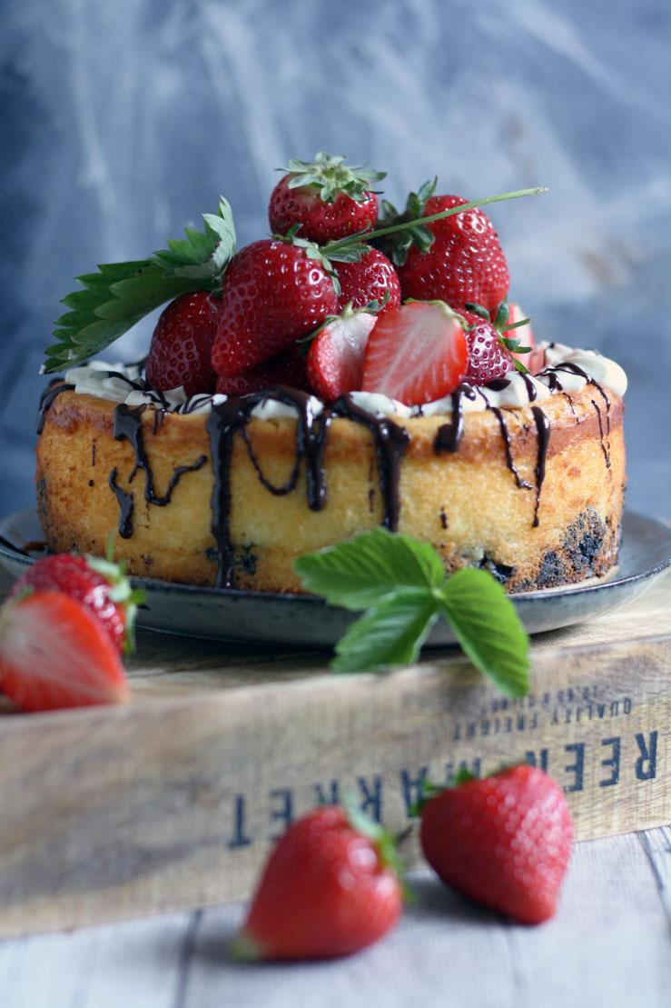 Rezeptbild: Oreo Käsekuchen mit Erdbeeren