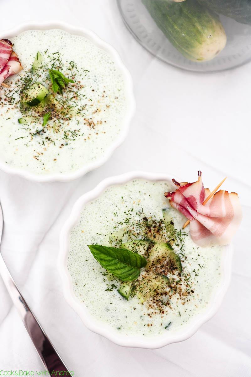 Rezeptbild: Kalte Gurkensuppe mit Dill und Minze