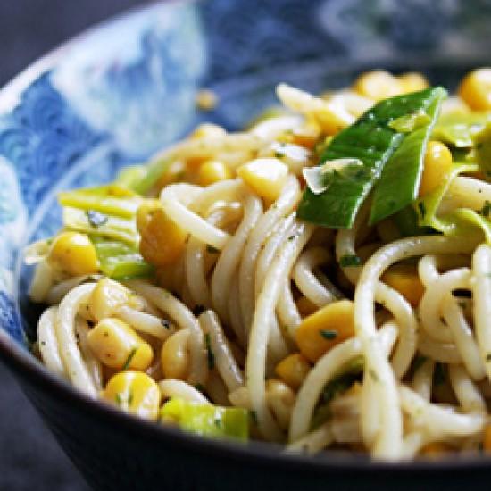 Rezeptbild: Spaghetti mit Mais & Lauch