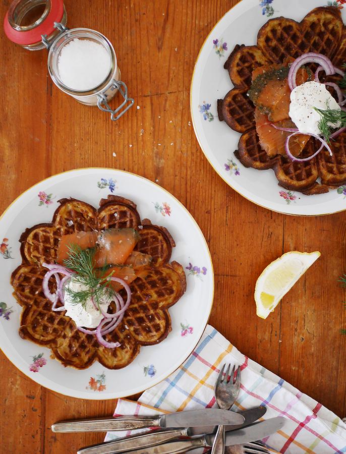 Rezeptbild: Kartoffelwaffeln mit Graved Lachs