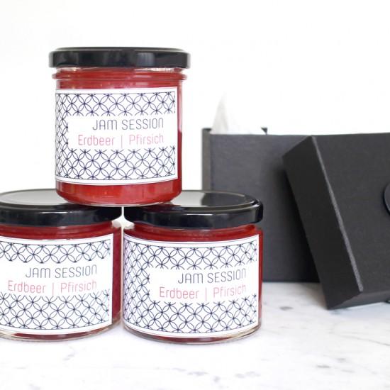 Rezeptbild: Erdbeer Weinbergpfirsich Marmelade
