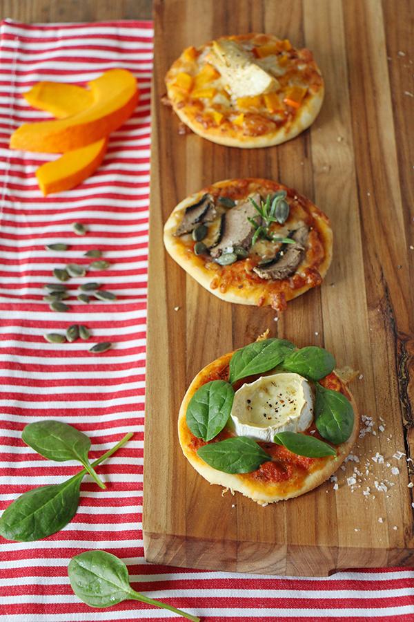 Rezeptbild: Dreierlei (vegane) Minipizzen