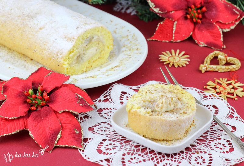 Rezeptbild: Adventroulade mit Apfel-Mascarponecreme