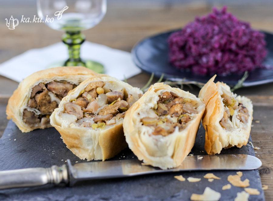 Rezeptbild: Pikanter Birnen-Maronenstrudel