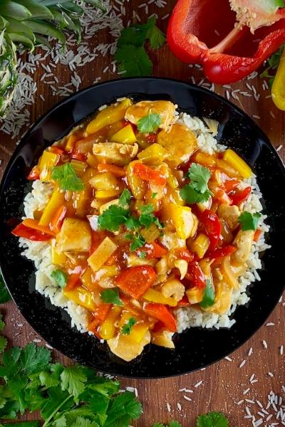 Rezeptbild: Gesundes Hähnchen süß-sauer mit Gemüse