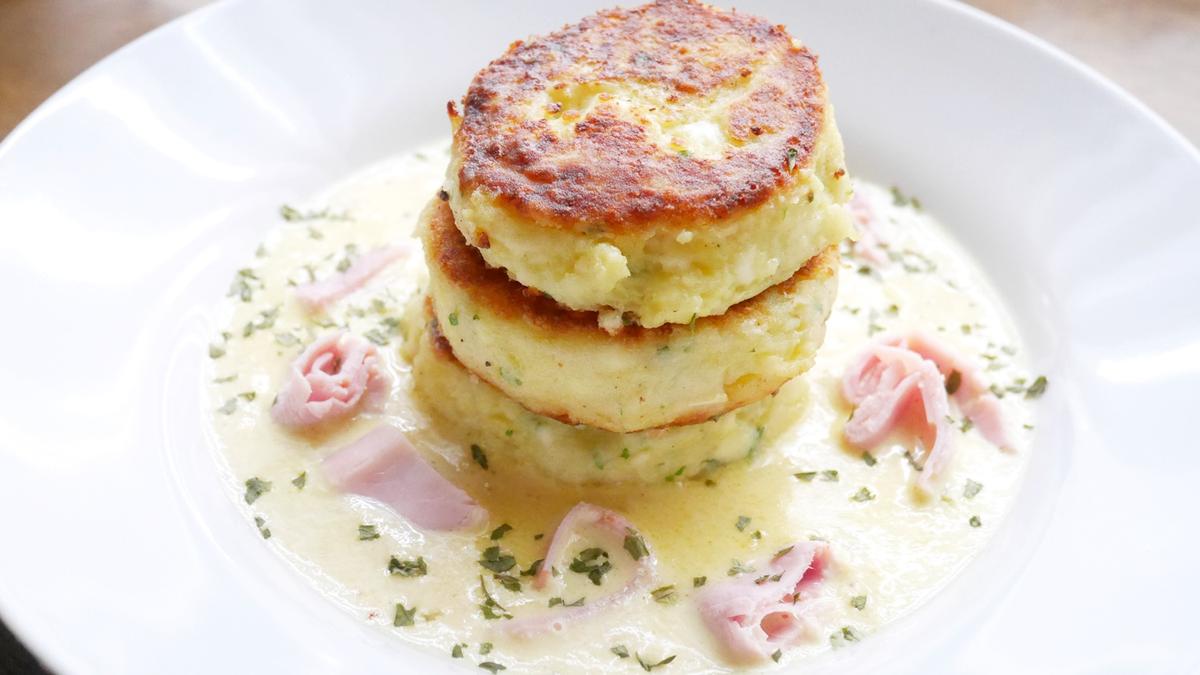 Rezeptbild: Kartoffeltaler mit Feta und Schinken