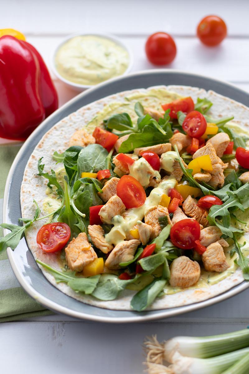 Rezeptbild: Wraps mit Hähnchenbrust und Honig-Senf-Sauce