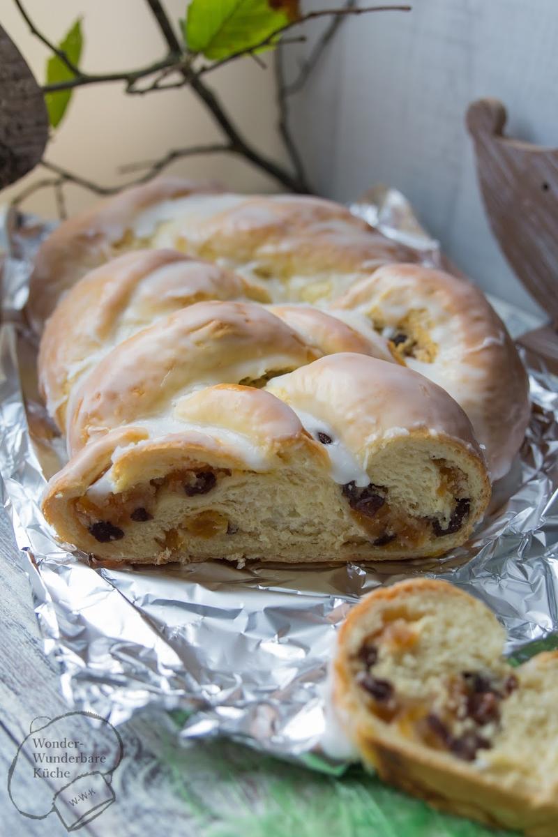 Rezeptbild: Hefezopf mit Marzipan und Aprikosen 