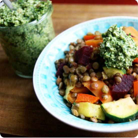 Rezeptbild: Linsengemüse mit Petersilienpesto