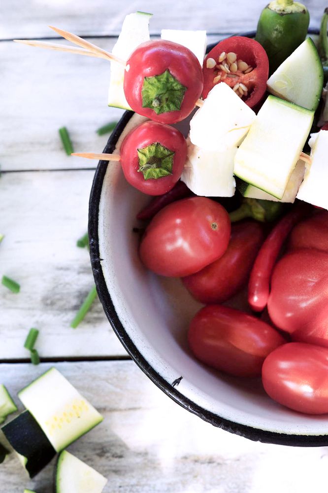 Rezeptbild: Gemüsespieße mit Halloumi