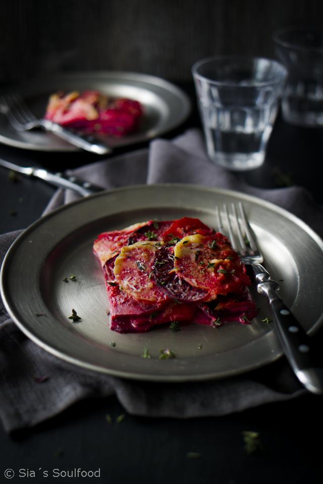 Rezeptbild: Rote Bete-Kartoffel-Gratin 