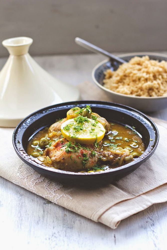 Rezeptbild: Tajine mit Hähnchenschenkel, Oliven und Zitrone