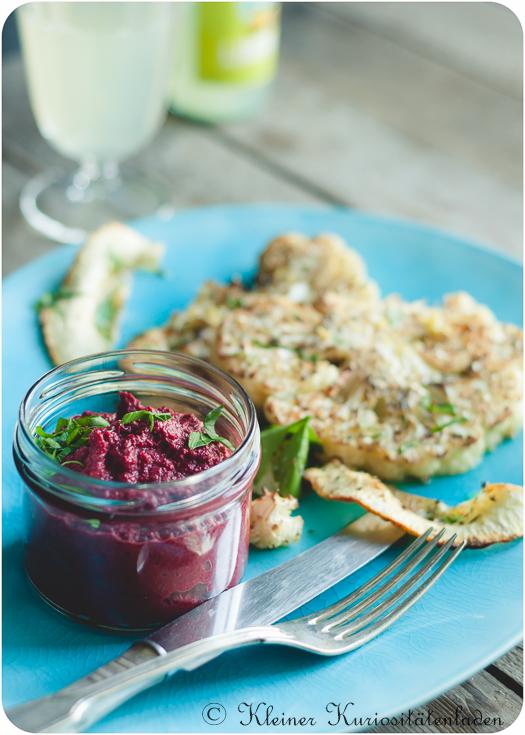 Rezeptbild: Blumenkohlschnitzel mit Rote-Bete-Pesto