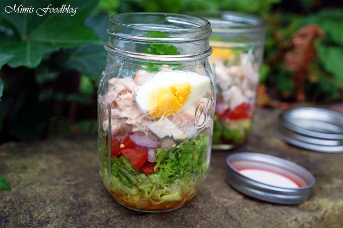 Rezeptbild: Kichererbsen-Schichtsalat mit Thunfisch