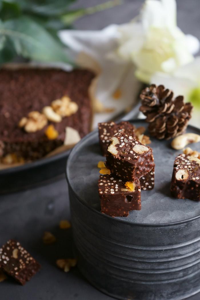 Rezeptbild: Schoko-Nuss-Fudge mit gepufftem Quinoa