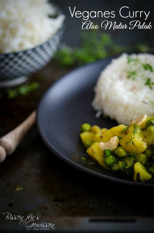 Rezeptbild: Veganes Curry Aloo Matar Palak